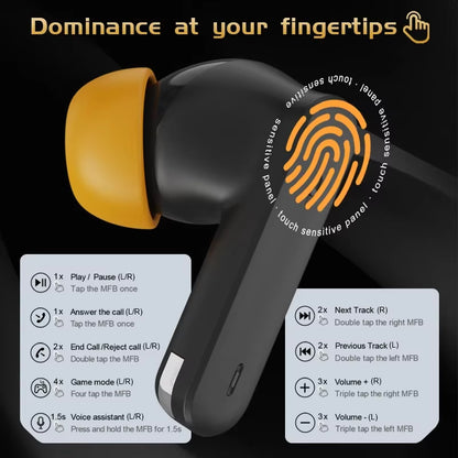 2025 Best Selling V5.4 TWS Earphones ENC+ANC Noise Cancelling Headphone Earbuds Gaming Mode Voice Assistant Low Digital Display