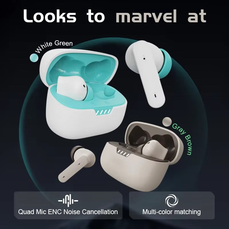 2025 Best Selling V5.4 TWS Earphones ENC+ANC Noise Cancelling Headphone Earbuds Gaming Mode Voice Assistant Low Digital Display